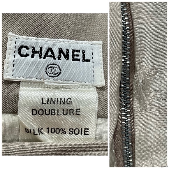CHANEL Khaki Wool High Waist Vintage Skirt US 0 FR 30 - Picture 11 of 14